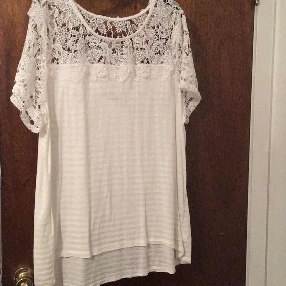 White Lace High/Low Blouse